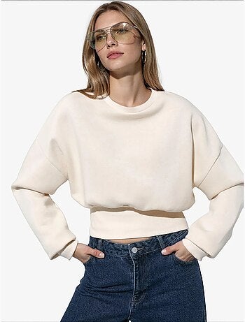 Sweat-shirt femme court à col rond busem