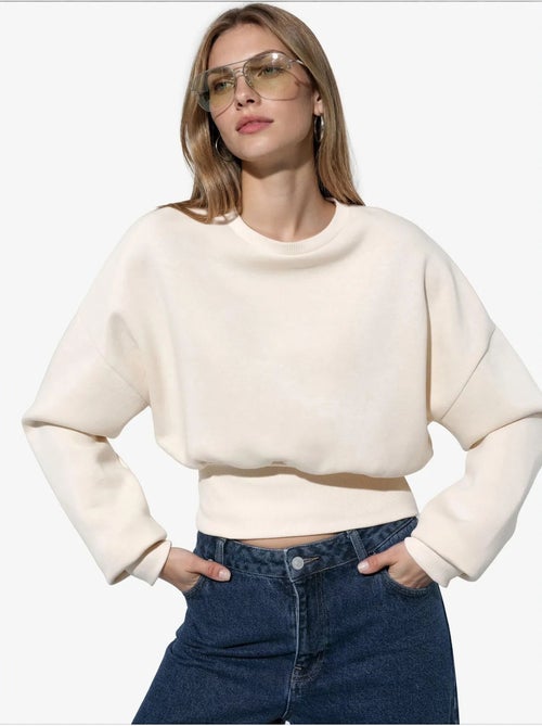 Sweat-shirt femme court à col rond busem - Kiabi Sweat-shirt femme court à col rond busem - Kiabi