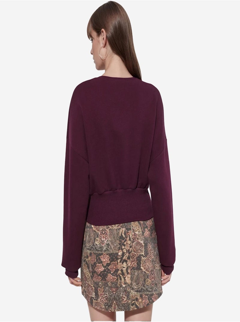 Sweat-shirt femme court à col rond busem Rouge bordeaux - Kiabi