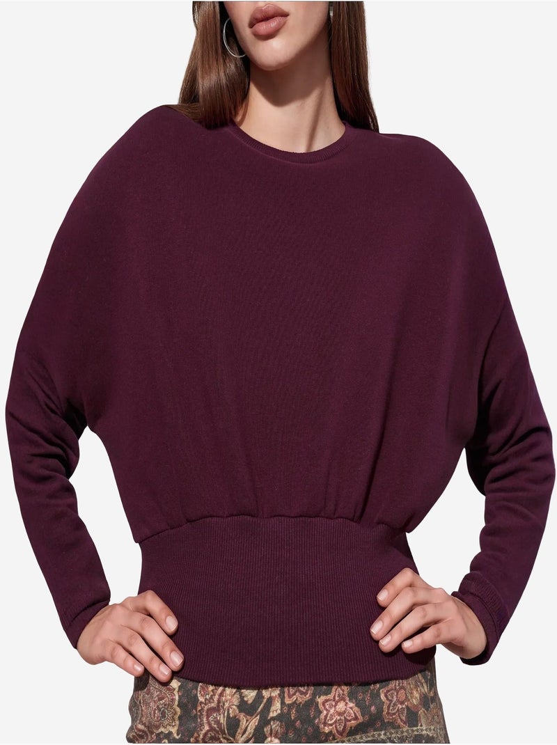 Sweat-shirt femme court à col rond busem Rouge bordeaux - Kiabi