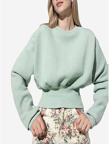 Sweat-shirt femme court à col rond busem