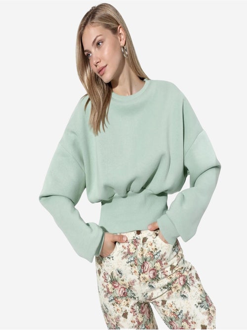 Sweat-shirt femme court à col rond busem - Kiabi Sweat-shirt femme court à col rond busem - Kiabi