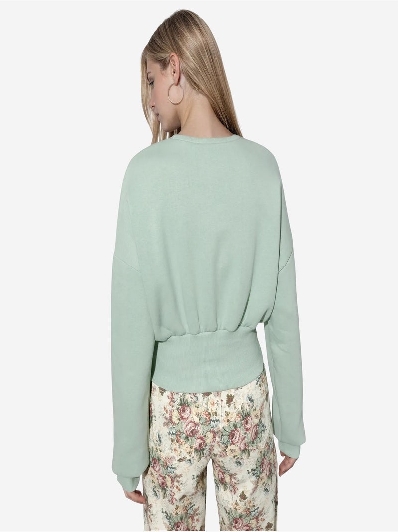 Sweat-shirt femme court à col rond busem Vert menthe - Kiabi