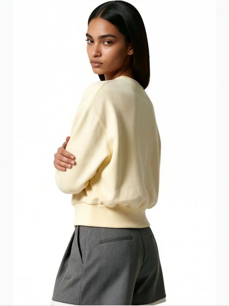 Sweat-shirt femme en mélange de coton busem Jaune citron - Kiabi