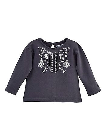 SWEAT SHIRT FILLE ANTHRACITE "BEST DAY