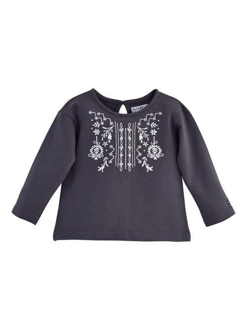 SWEAT SHIRT FILLE ANTHRACITE "BEST DAY" - Kiabi