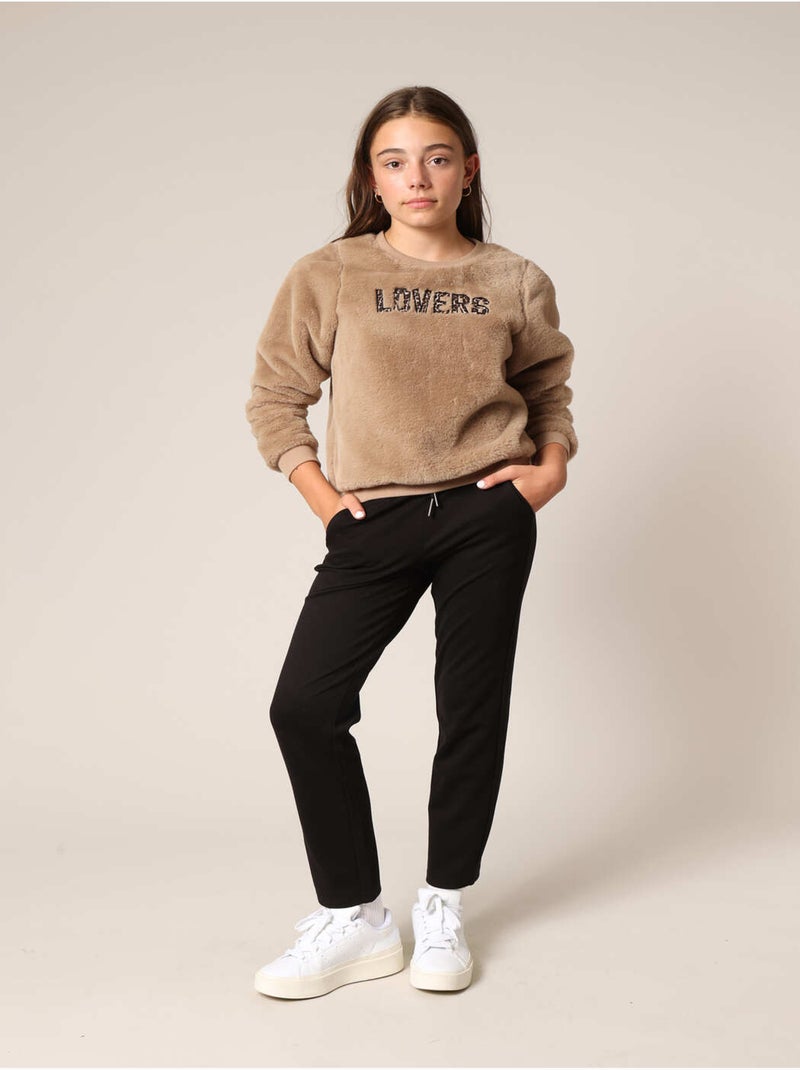 Sweat-shirt fille avec inscription LOVERS en relief & imprimé léopard

 'Deeluxe' Beige - Kiabi