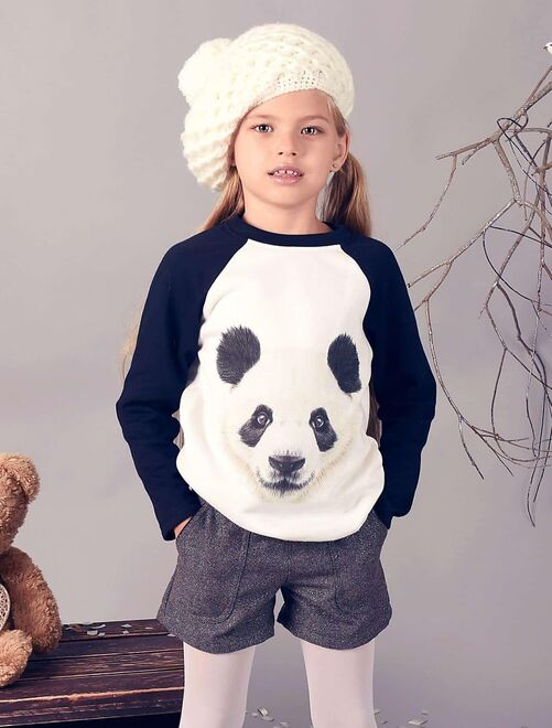 Sweat-Shirt Fille  Beige Noir  PANDA - La Faute à Voltaire - Kiabi