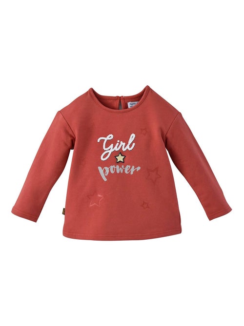 SWEAT SHIRT FILLE ROUGE "GIRL POWER" - Kiabi