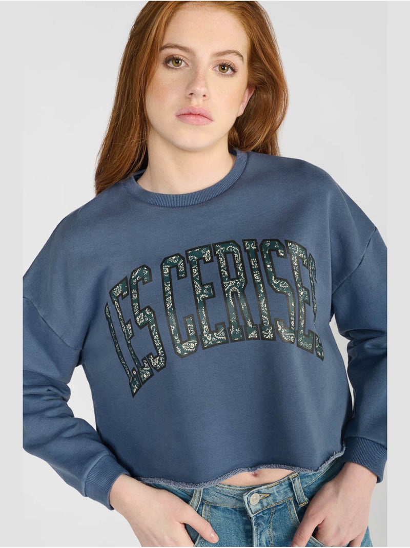 Sweat-shirt filougi 'le temps des cerises' Bleu - Kiabi