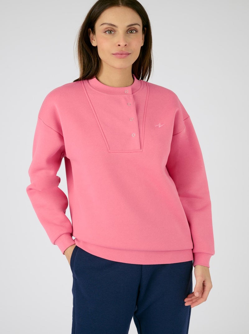 Sweat-shirt finitions bord-côtes Thermolactyl - Damart Rose - Kiabi