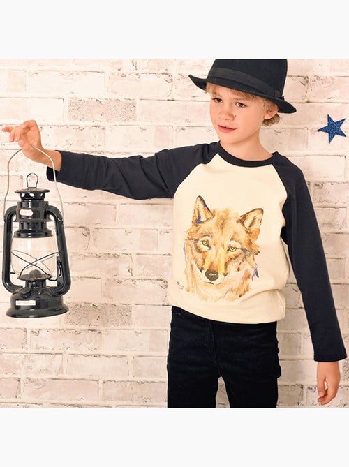 Sweat-Shirt  Garçon  Imprimé Loup  THE WOLF - La Faute à Voltaire - Kiabi