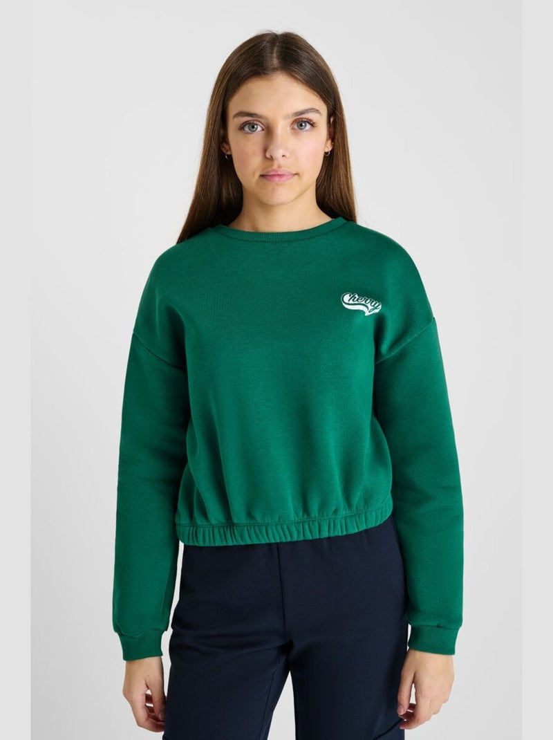 Sweat-Shirt HELLAGI 'Le Temps Des Cerises' Vert - Kiabi