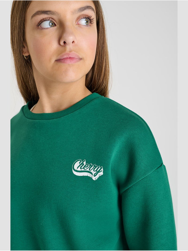 Sweat-Shirt HELLAGI 'Le Temps Des Cerises' Vert - Kiabi