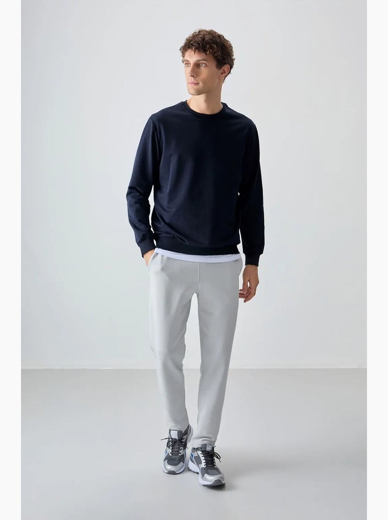 Sweat-shirt homme col rond uni tommy Bleu gris - Kiabi