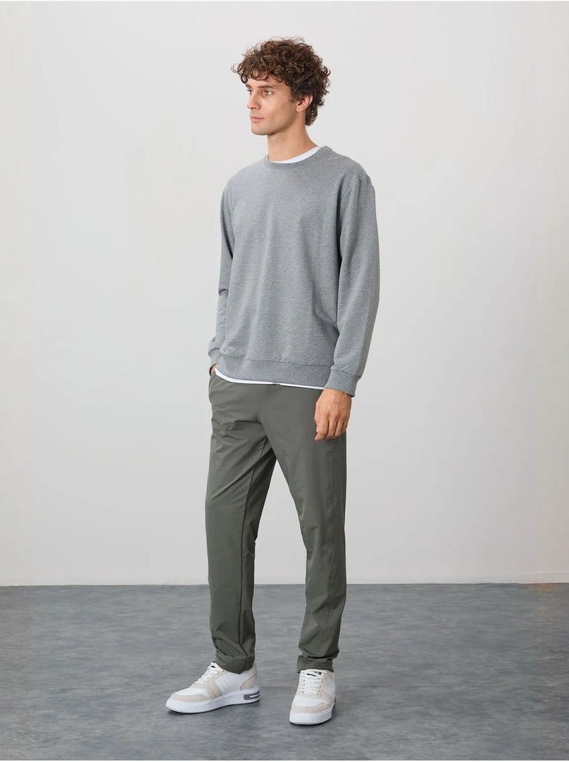 Sweat-shirt homme col rond uni tommy Gris clair - Kiabi