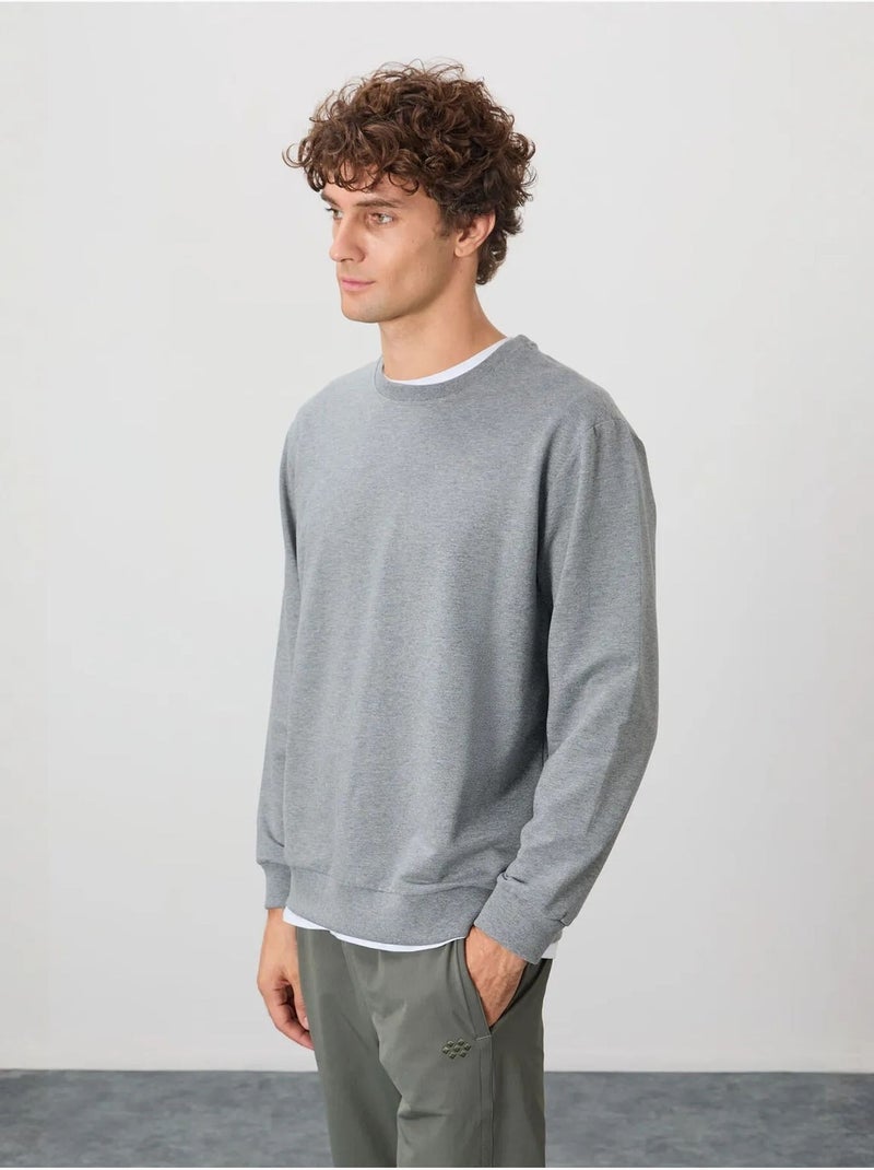 Sweat-shirt homme col rond uni tommy Gris clair - Kiabi