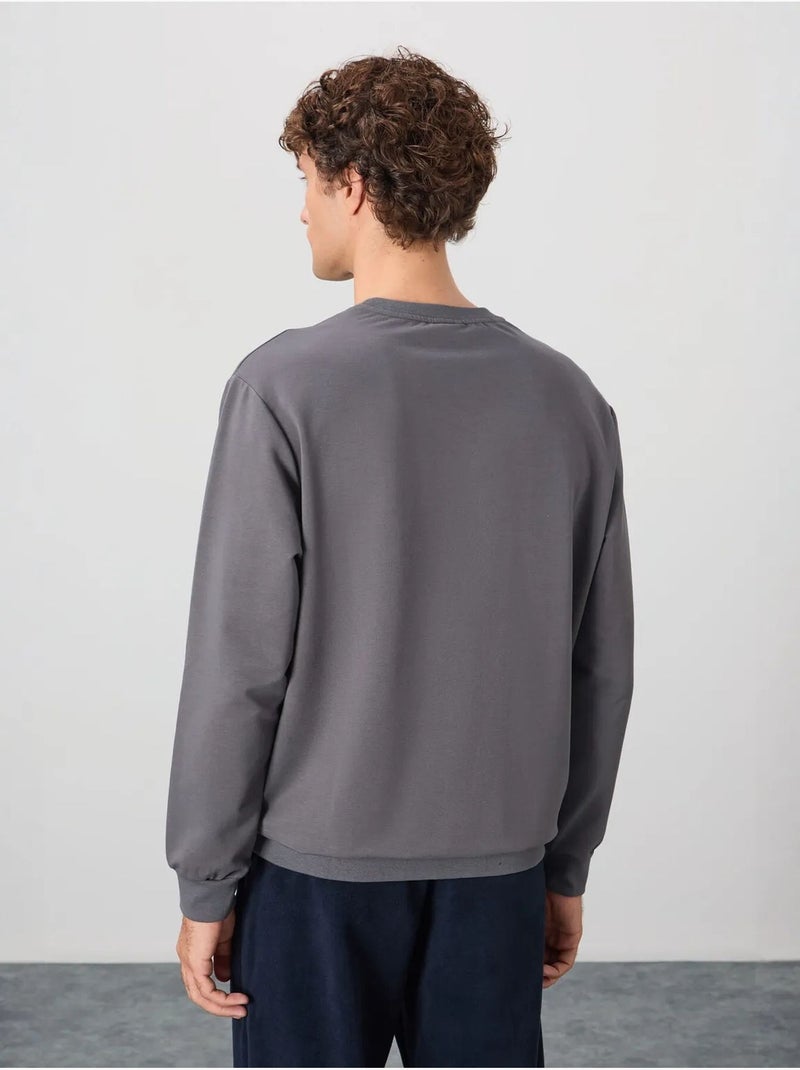Sweat-shirt homme col rond uni tommy Gris Noir - Kiabi