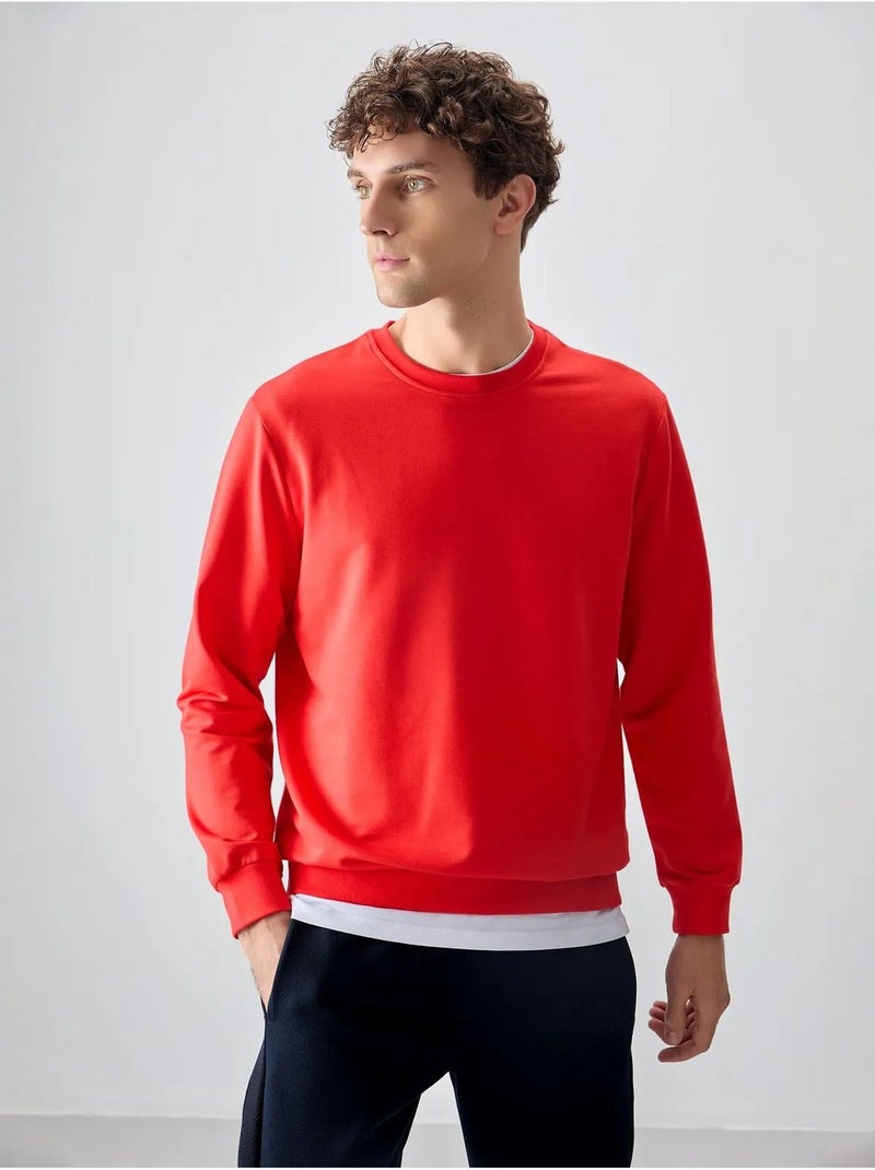 Sweat-shirt homme col rond uni tommy Rouge - Kiabi