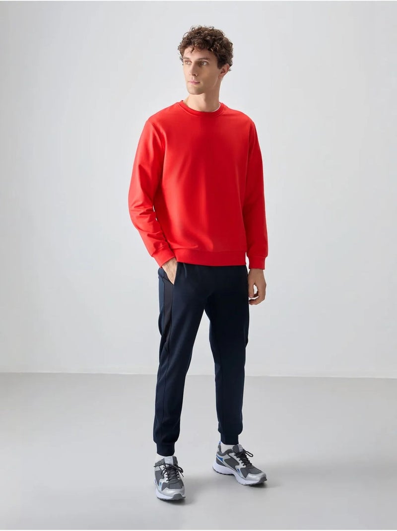 Sweat-shirt homme col rond uni tommy Rouge - Kiabi