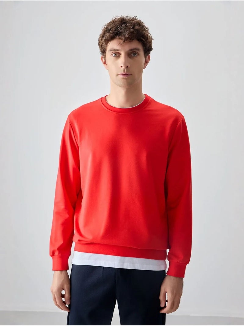 Sweat-shirt homme col rond uni tommy Rouge - Kiabi