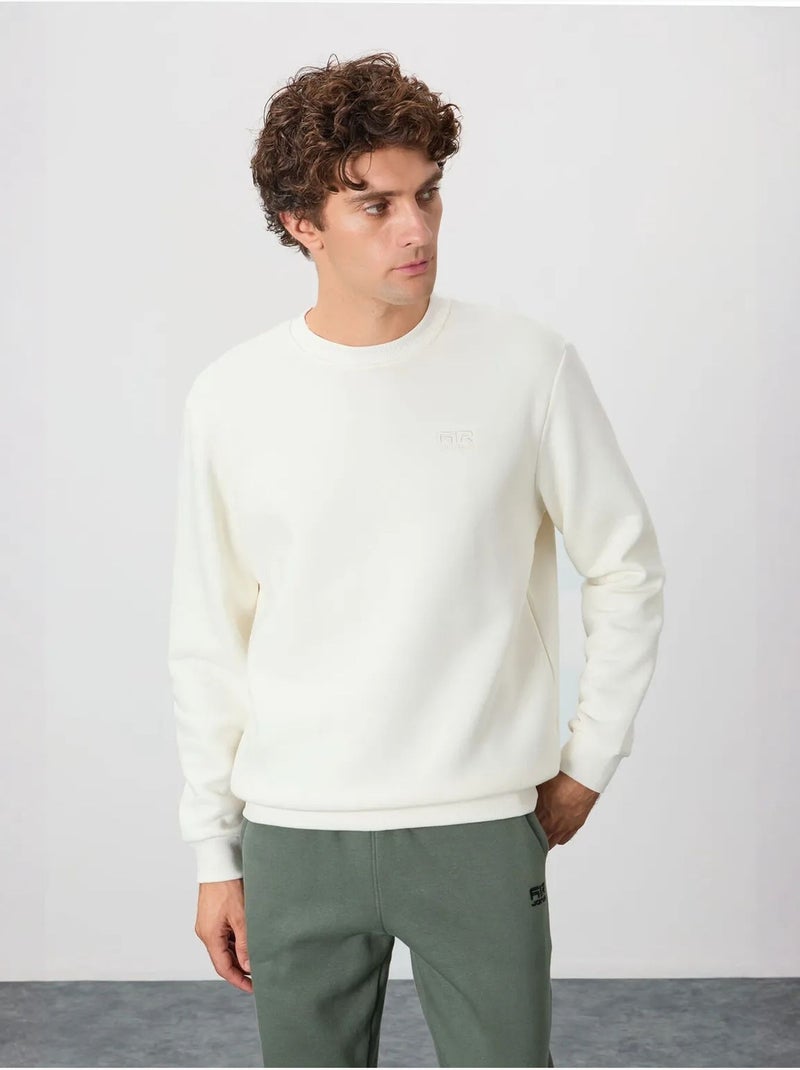 Sweat-shirt homme coupe regular à col rond tommy Blanc cassé - Kiabi