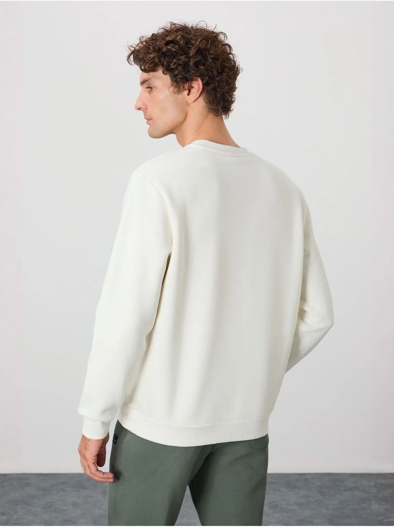 Sweat-shirt homme coupe regular à col rond tommy Blanc cassé - Kiabi