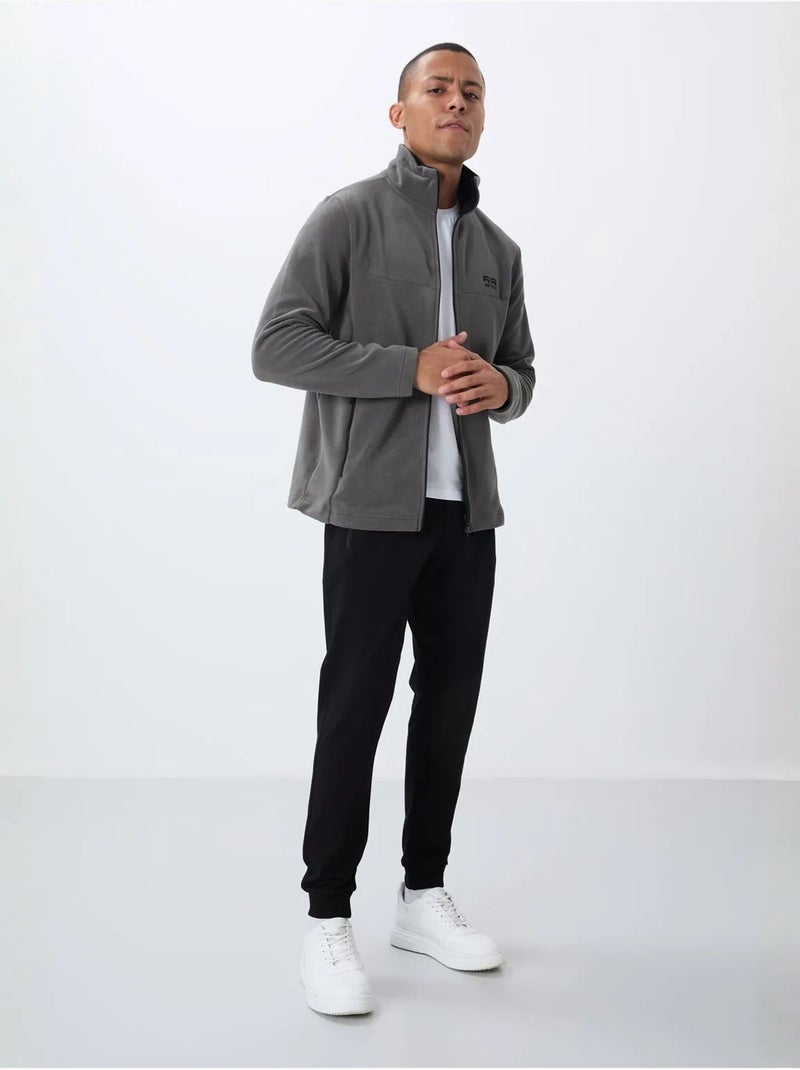 Sweat-shirt homme en maille peluche à zip tommy Gris Noir - Kiabi