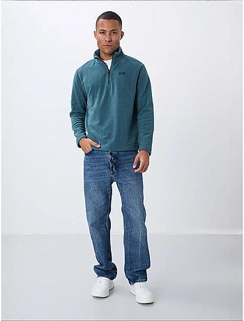 Sweat-shirt homme en maille peluche, demi-zip tommy