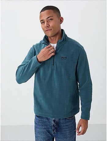 Sweat-shirt homme en maille peluche, demi-zip tommy