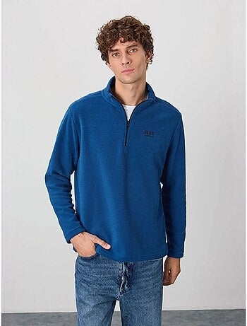 Sweat-shirt homme en maille peluche, demi-zip tommy