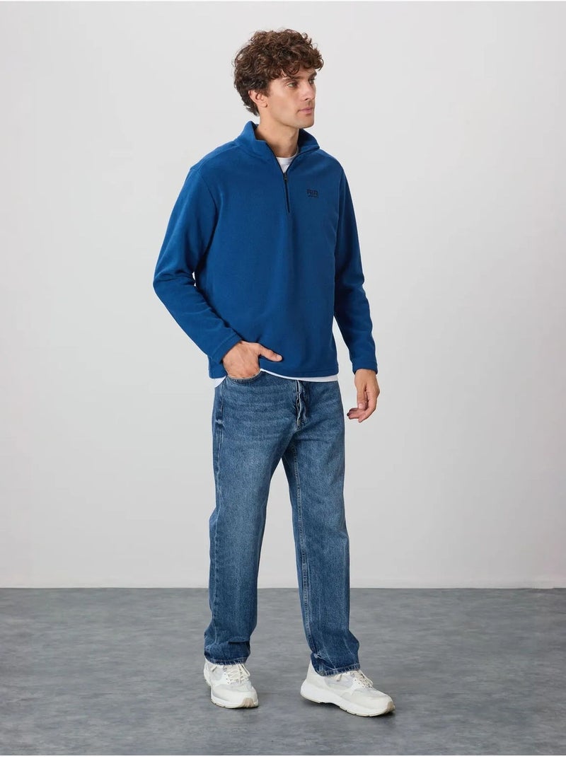 Sweat-shirt homme en maille peluche, demi-zip tommy Bleu - Kiabi