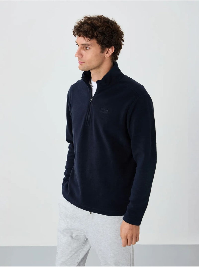 Sweat-shirt homme en maille peluche, demi-zip tommy Bleu marine - Kiabi