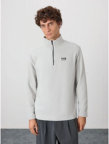 Sweat-shirt homme en maille peluche, demi-zip tommy