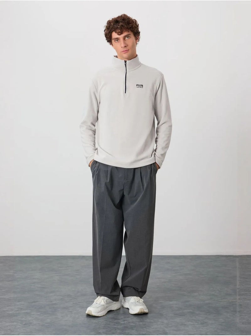 Sweat-shirt homme en maille peluche, demi-zip tommy Gris clair - Kiabi