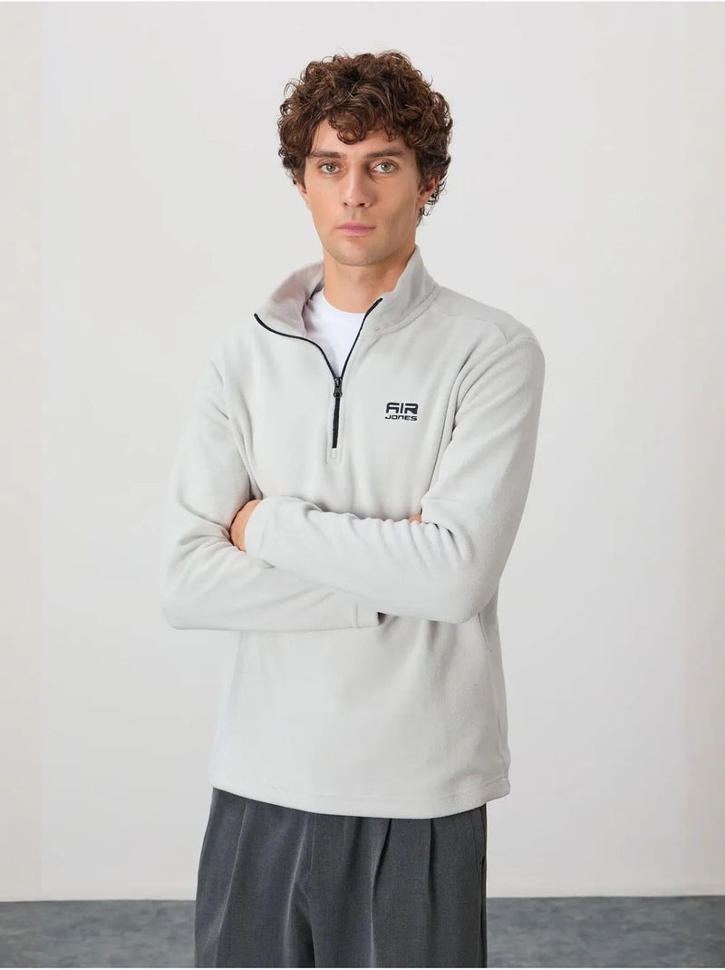 Sweat-shirt homme en maille peluche, demi-zip tommy Gris clair - Kiabi
