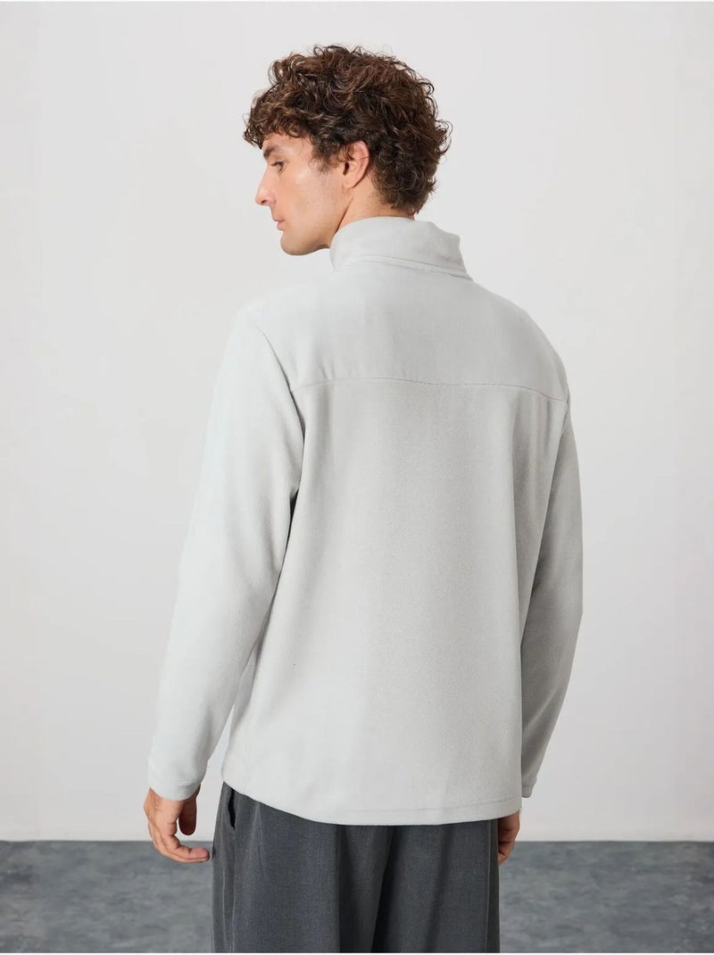 Sweat-shirt homme en maille peluche, demi-zip tommy Gris clair - Kiabi