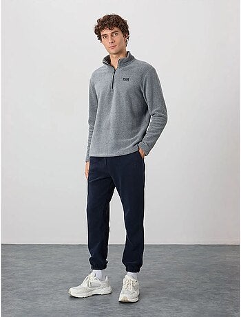 Sweat-shirt homme en maille peluche, demi-zip tommy