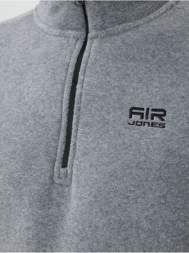 Sweat-shirt homme en maille peluche, demi-zip tommy Gris - Kiabi