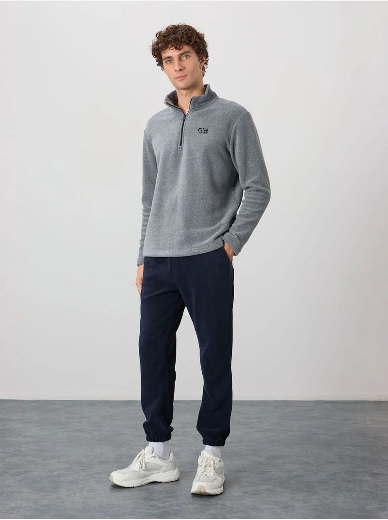Sweat-shirt homme en maille peluche, demi-zip tommy Gris - Kiabi