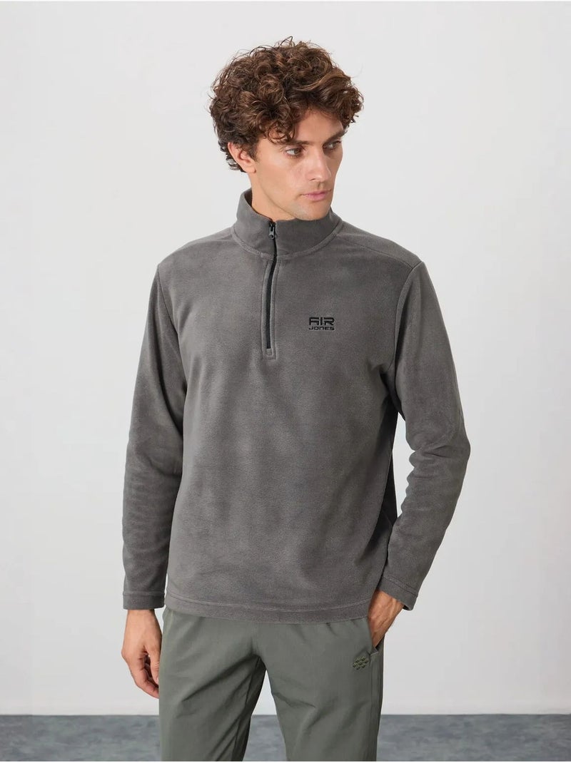 Sweat-shirt homme en maille peluche, demi-zip tommy Gris Noir - Kiabi