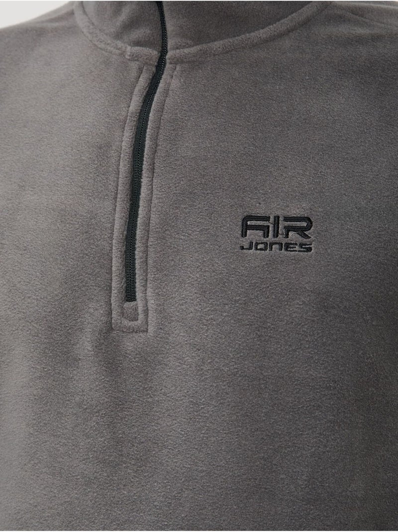 Sweat-shirt homme en maille peluche, demi-zip tommy Gris Noir - Kiabi