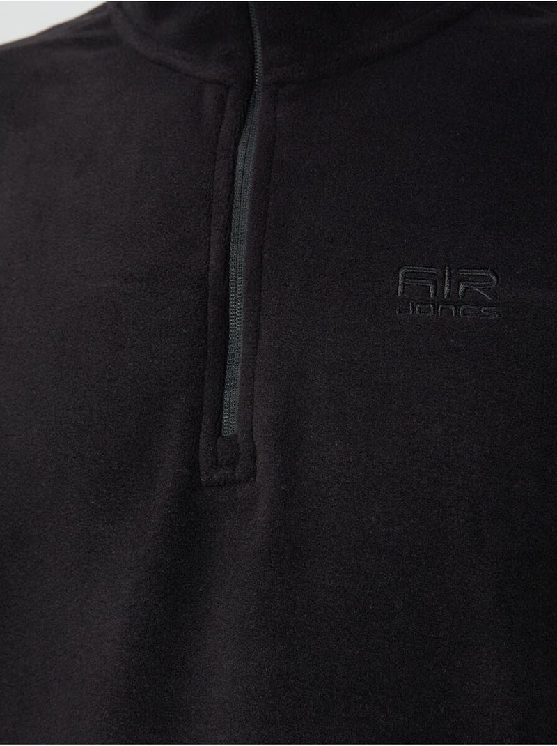 Sweat-shirt homme en maille peluche, demi-zip tommy Noir - Kiabi