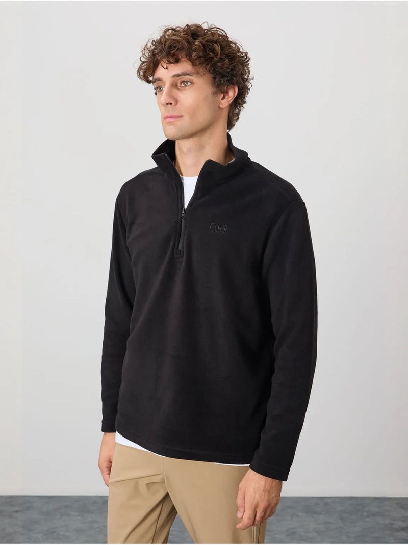 Sweat-shirt homme en maille peluche, demi-zip tommy Noir - Kiabi