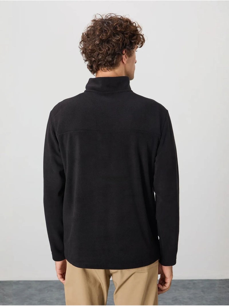 Sweat-shirt homme en maille peluche, demi-zip tommy Noir - Kiabi