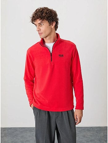 Sweat-shirt homme en maille peluche, demi-zip tommy