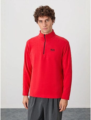 Sweat-shirt homme en maille peluche, demi-zip tommy