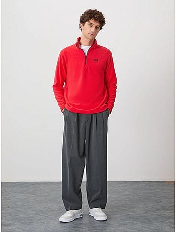 Sweat-shirt homme en maille peluche, demi-zip tommy