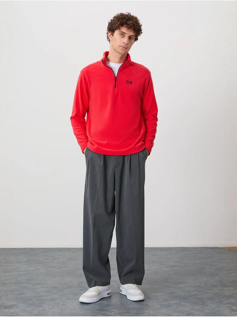 Sweat-shirt homme en maille peluche, demi-zip tommy Rouge - Kiabi