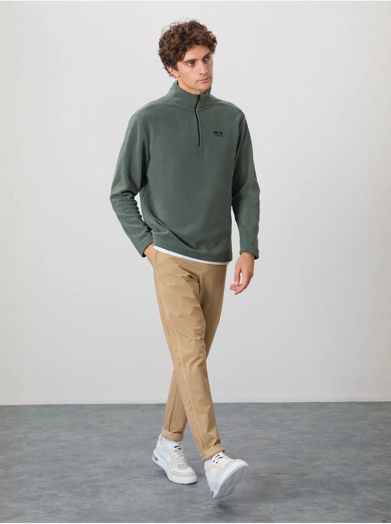 Sweat-shirt homme en maille peluche, demi-zip tommy Vert - Kiabi